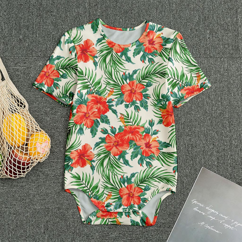 Tropical Hibiscus Blossom Pattern Print Men's Bodysuit