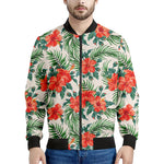 Tropical Hibiscus Blossom Pattern Print Men's Bomber Jacket