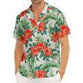 Tropical Hibiscus Blossom Pattern Print Men's Deep V-Neck Shirt