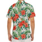 Tropical Hibiscus Blossom Pattern Print Men's Deep V-Neck Shirt