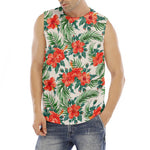 Tropical Hibiscus Blossom Pattern Print Men's Fitness Tank Top