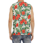 Tropical Hibiscus Blossom Pattern Print Men's Fitness Tank Top