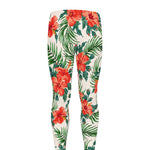 Tropical Hibiscus Blossom Pattern Print Men's leggings