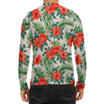 Tropical Hibiscus Blossom Pattern Print Men's Long Sleeve Rash Guard