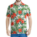 Tropical Hibiscus Blossom Pattern Print Men's Polo Shirt