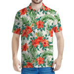 Tropical Hibiscus Blossom Pattern Print Men's Polo Shirt