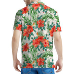 Tropical Hibiscus Blossom Pattern Print Men's Polo Shirt