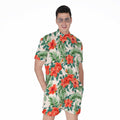 Tropical Hibiscus Blossom Pattern Print Men's Romper