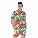 Tropical Hibiscus Blossom Pattern Print Men's Rompers