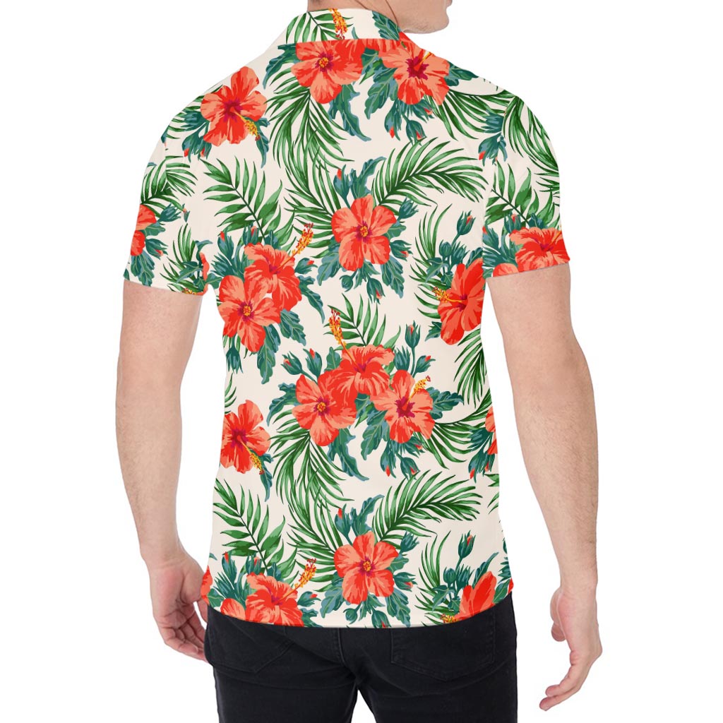 Tropical Hibiscus Blossom Pattern Print Men's Shirt