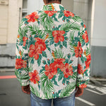 Tropical Hibiscus Blossom Pattern Print Men's Shirt Jacket