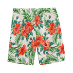 Tropical Hibiscus Blossom Pattern Print Men's Sports Shorts
