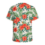 Tropical Hibiscus Blossom Pattern Print Men's Sports T-Shirt
