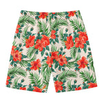 Tropical Hibiscus Blossom Pattern Print Men's Swim Trunks