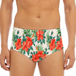Tropical Hibiscus Blossom Pattern Print Men's Triangle Swim Briefs
