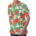 Tropical Hibiscus Blossom Pattern Print Men's Velvet T-Shirt