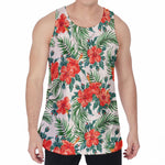 Tropical Hibiscus Blossom Pattern Print Men's Velvet Tank Top