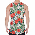 Tropical Hibiscus Blossom Pattern Print Men's Velvet Tank Top