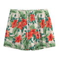 Tropical Hibiscus Blossom Pattern Print Mesh Shorts