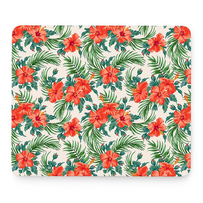 Tropical Hibiscus Blossom Pattern Print Mouse Pad