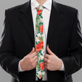 Tropical Hibiscus Blossom Pattern Print Necktie