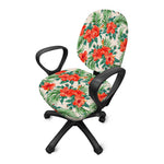 Tropical Hibiscus Blossom Pattern Print Office Chair Cover