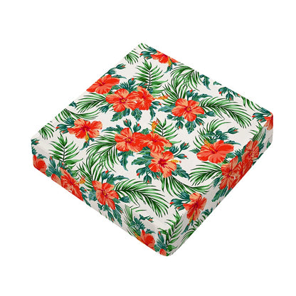 Tropical Hibiscus Blossom Pattern Print Outdoor Seat Cushion Cover