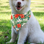 Tropical Hibiscus Blossom Pattern Print Over The Collar Dog Bandana