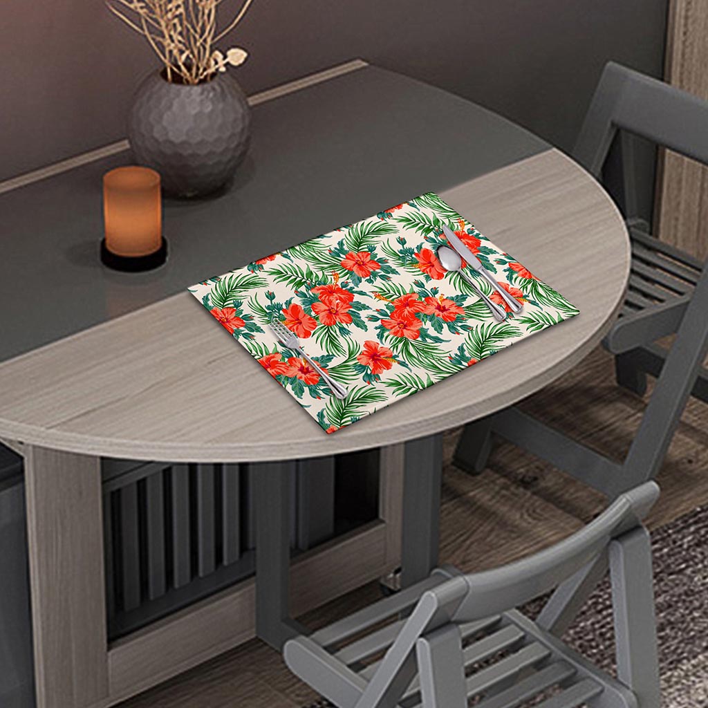 Tropical Hibiscus Blossom Pattern Print Placemat