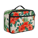 Tropical Hibiscus Blossom Pattern Print Portable Lunch Bag