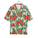 Tropical Hibiscus Blossom Pattern Print Rayon Hawaiian Shirt