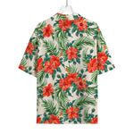 Tropical Hibiscus Blossom Pattern Print Rayon Hawaiian Shirt