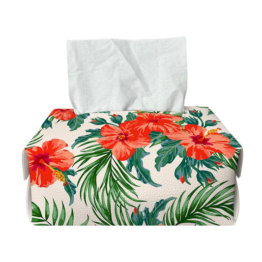 Tropical Hibiscus Blossom Pattern Print Rectangle Tissue Box Cover