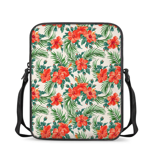 Tropical Hibiscus Blossom Pattern Print Rectangular Crossbody Bag