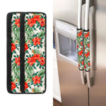 Tropical Hibiscus Blossom Pattern Print Refrigerator Handle Covers