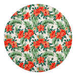 Tropical Hibiscus Blossom Pattern Print Round Blanket