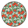 Tropical Hibiscus Blossom Pattern Print Round Floor Mat