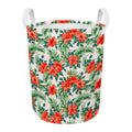 Tropical Hibiscus Blossom Pattern Print Round Laundry Basket