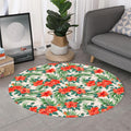 Tropical Hibiscus Blossom Pattern Print Round Rug