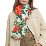 Tropical Hibiscus Blossom Pattern Print Scarf
