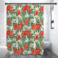 Tropical Hibiscus Blossom Pattern Print Shower Curtain