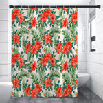 Tropical Hibiscus Blossom Pattern Print Shower Curtain
