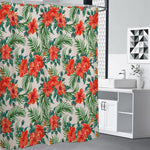 Tropical Hibiscus Blossom Pattern Print Shower Curtain