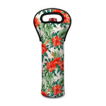 Tropical Hibiscus Blossom Pattern Print Single Neoprene Wine Tote
