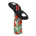 Tropical Hibiscus Blossom Pattern Print Single Neoprene Wine Tote