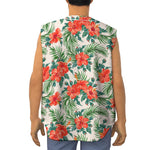 Tropical Hibiscus Blossom Pattern Print Sleeveless Baseball Jersey