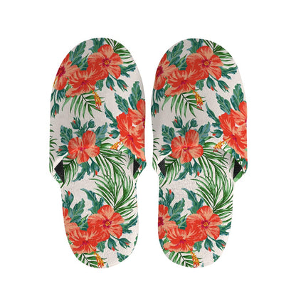 Tropical Hibiscus Blossom Pattern Print Slippers