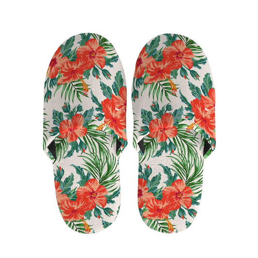 Tropical Hibiscus Blossom Pattern Print Slippers