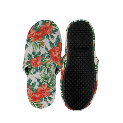 Tropical Hibiscus Blossom Pattern Print Slippers
