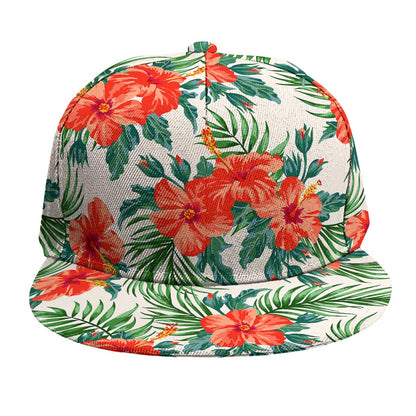 Tropical Hibiscus Blossom Pattern Print Snapback Cap